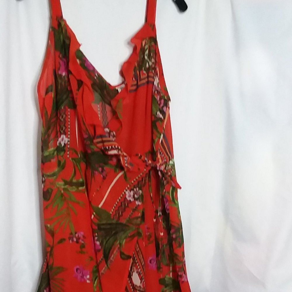 Violet Sky Sheer Floral Wrap Around Dress Sz L.